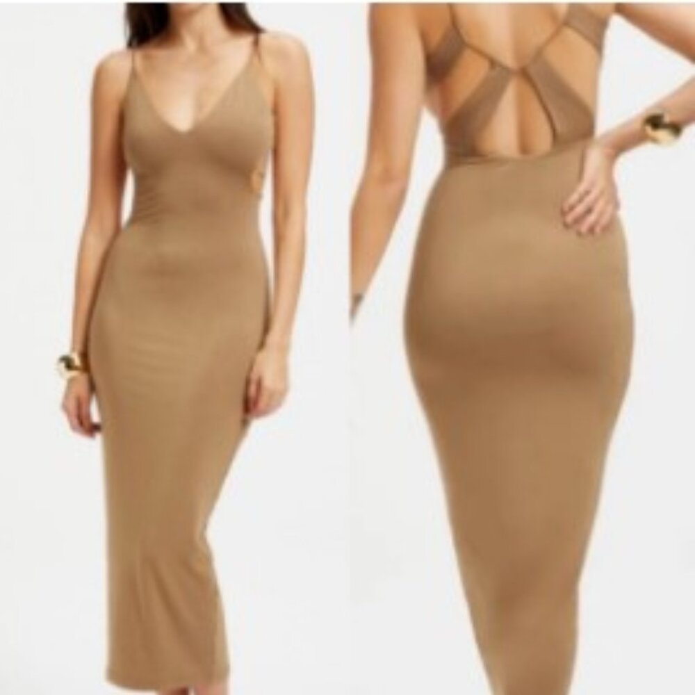 Good American Bodycon Dress Neutral Tan Color Size 5 2XL